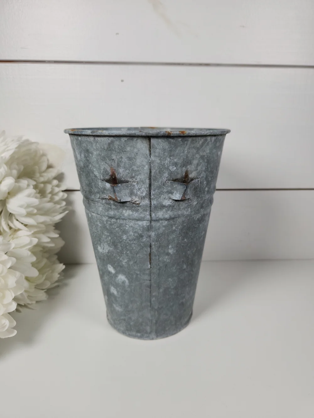 Vintage Galvanized Metal French Style Floral Basket | Flower Market Basket